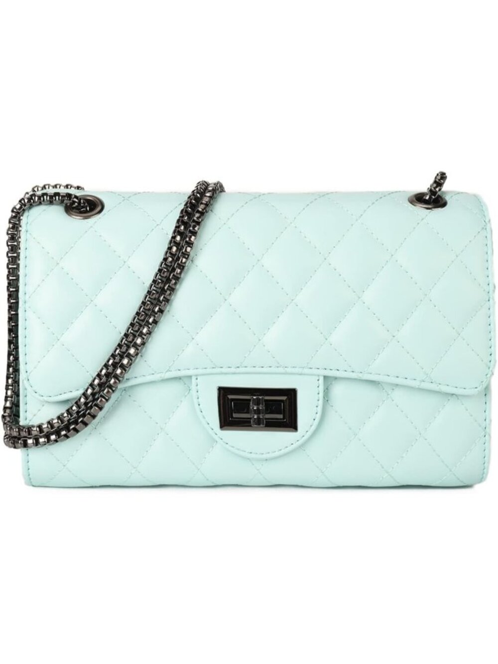 Women's Light Blue Trendy Stylish Purse Chain Strap Crossbody Shoulder Bags